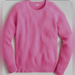 J crew ribbed cashmere oversized crewneck sweater in Pink Dahlia